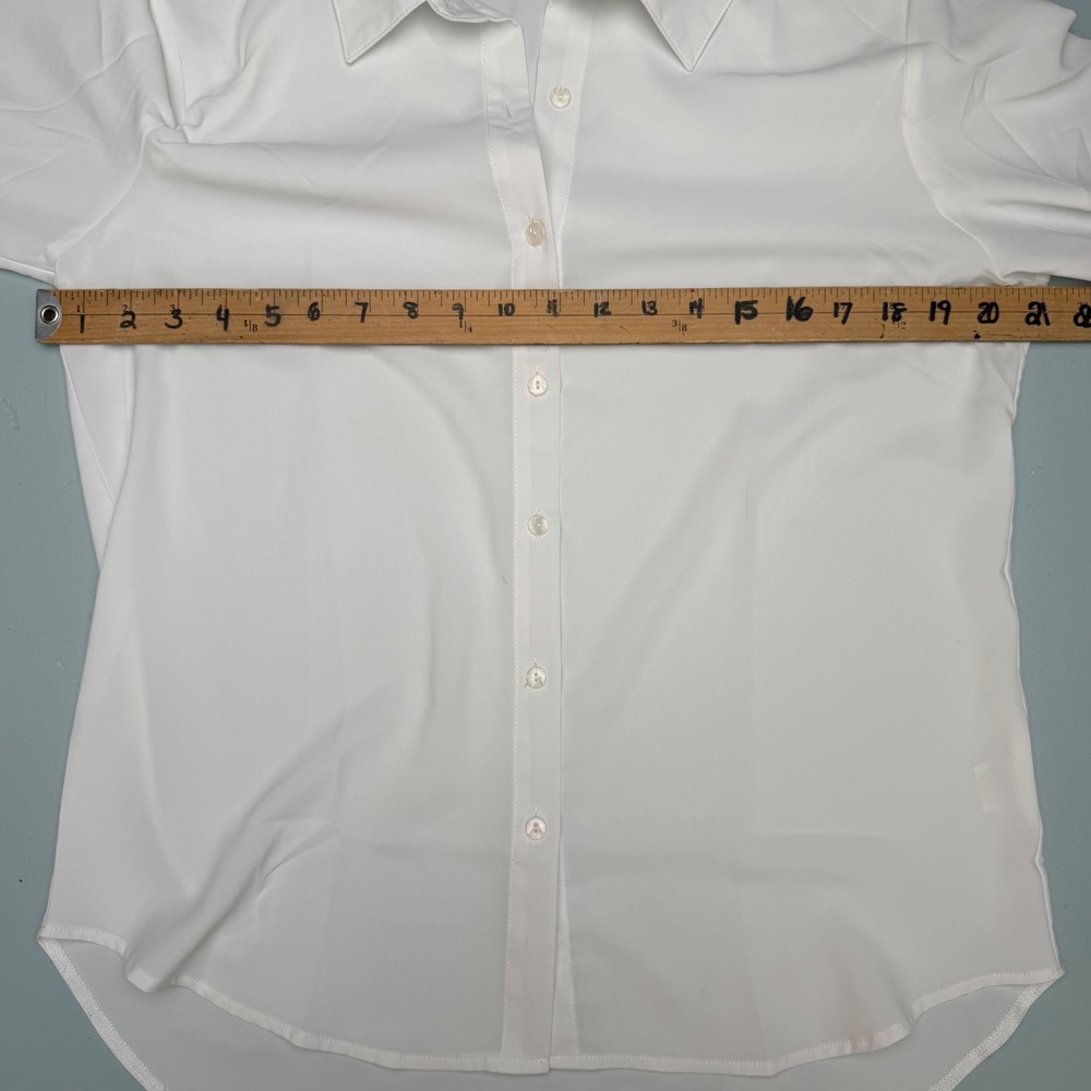 Diosun Womens White Button Down Shirt Mediu Stretch Basic Light Academia Office - Picture 6 of 9